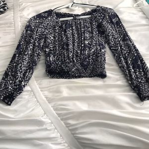 Blue and White Crop Top